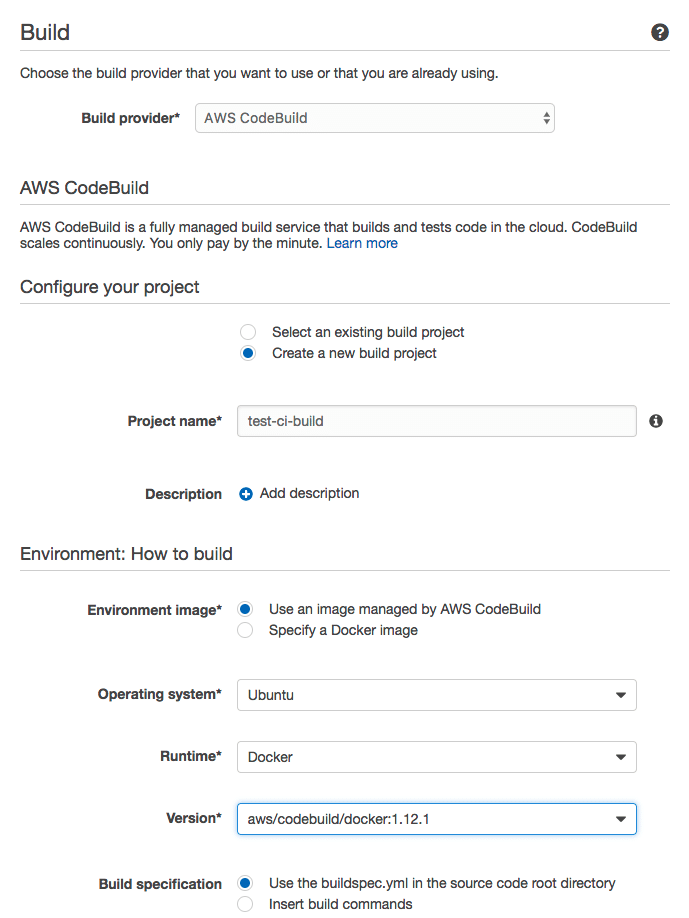 AWS CodeBuild konfiguration