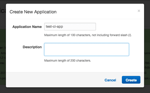Create new Elastic Beanstalk application