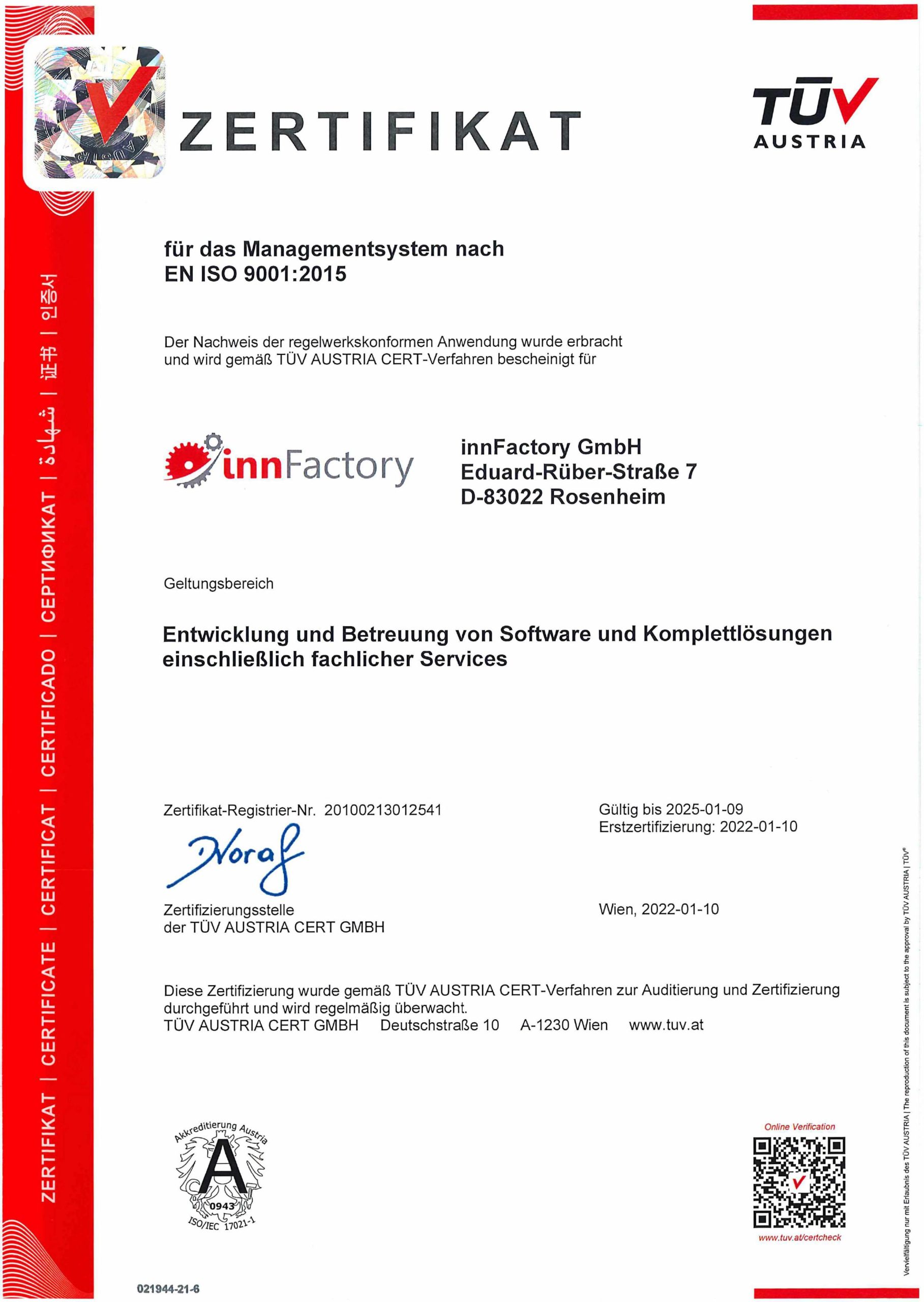 ISO9001_Zertifikat_innFactory_GmbH